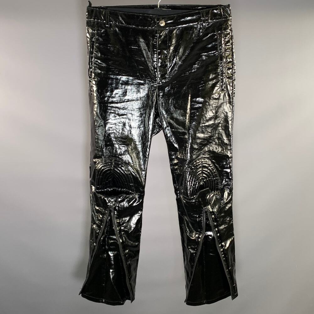 WALTER VAN BEIRENDONCK Size 36 Black Linen Blend Moto Casual Pants